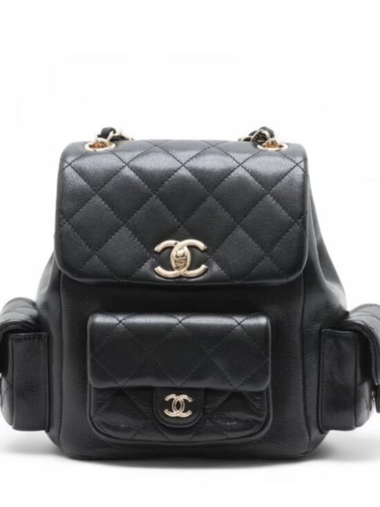 Chanel CC Logo Matelasse Caviar Skin Chain Backpack Black main image 10
